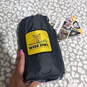 Wise Owl gray black Drawstring Bag with hammock rain fly Never Used
